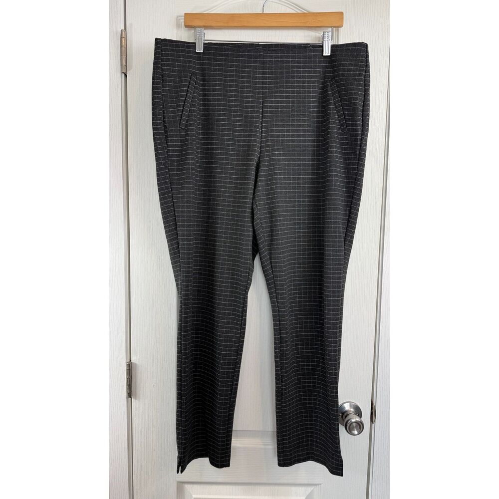 Chico's Women's Ponte Pull On Pants Charcoal Gray Windowpane Size 16 (3)